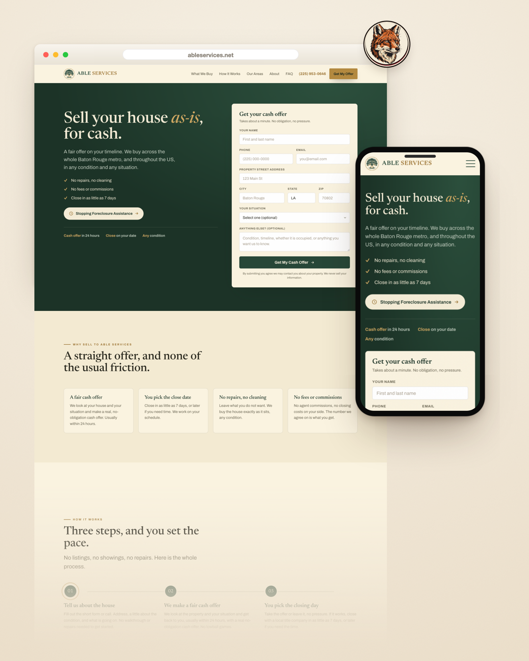 Website RankGrid built for a cash home buyer