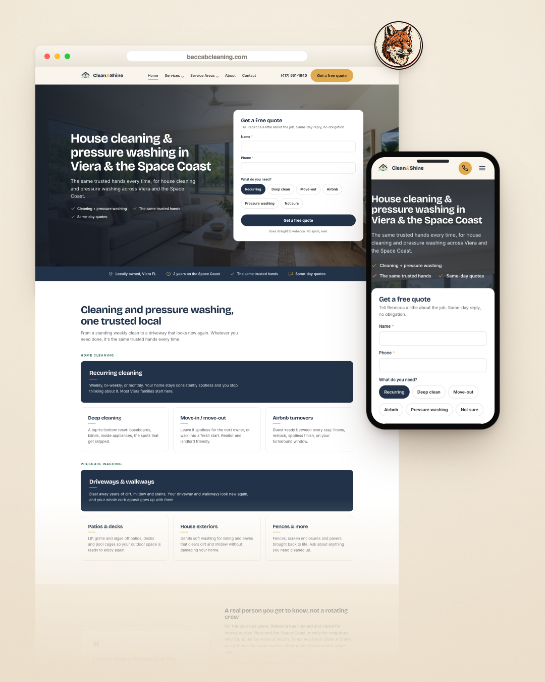 Website RankGrid built for a house cleaning company