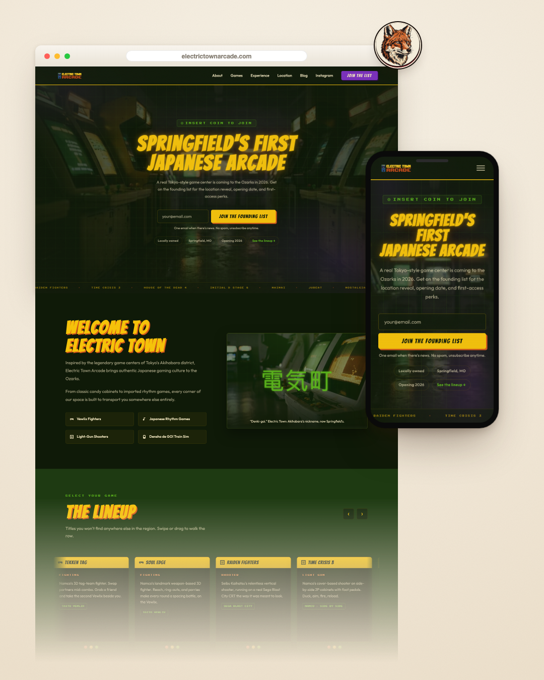 Website RankGrid built for a local arcade