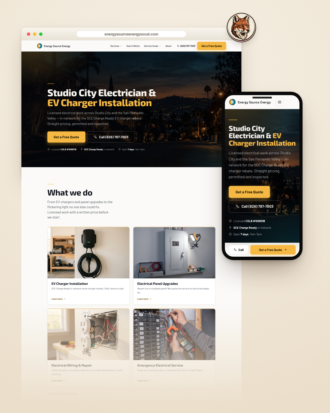 Website RankGrid built for an electrician